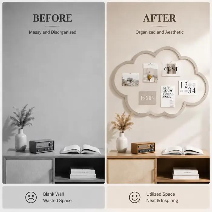 Tableau d'affichage mural créatif en forme de nuage pour photos
