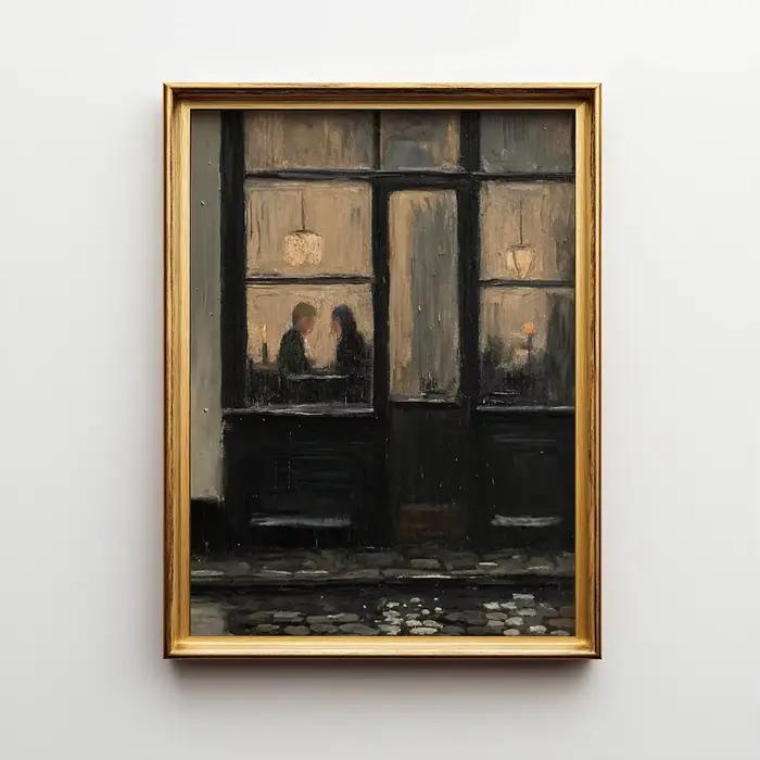 Impression sur toile d'art mural vintage pour fenêtre de café romantique