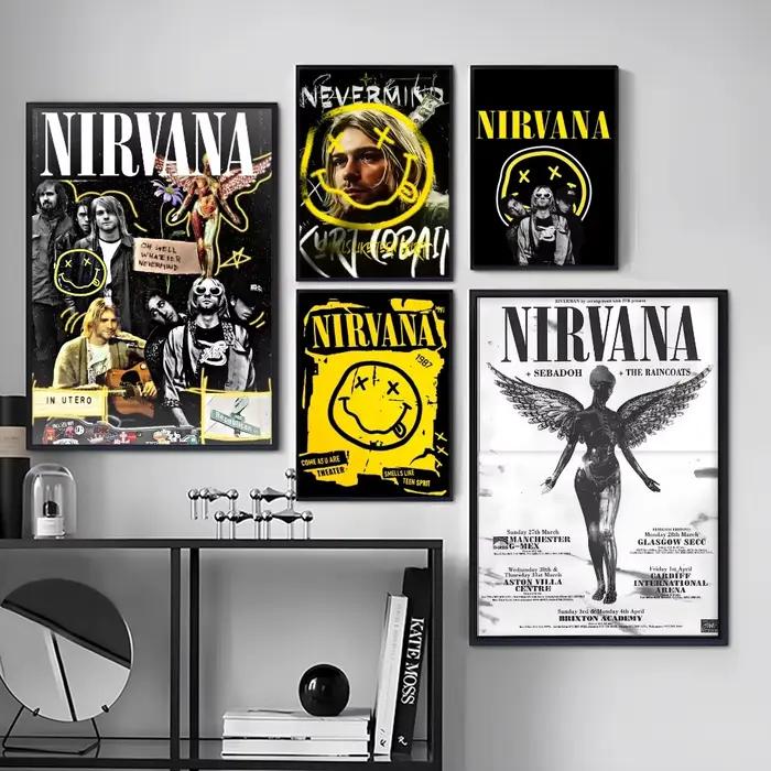 Affiche sur toile avec peinture et calligraphie du groupe N-Nirvana