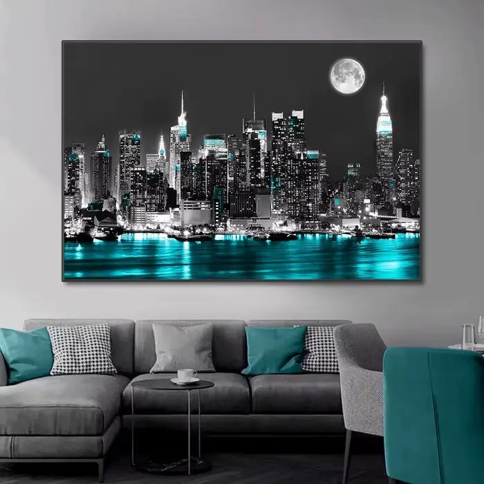 Toile d'art mural de paysage de horizon urbain de New York