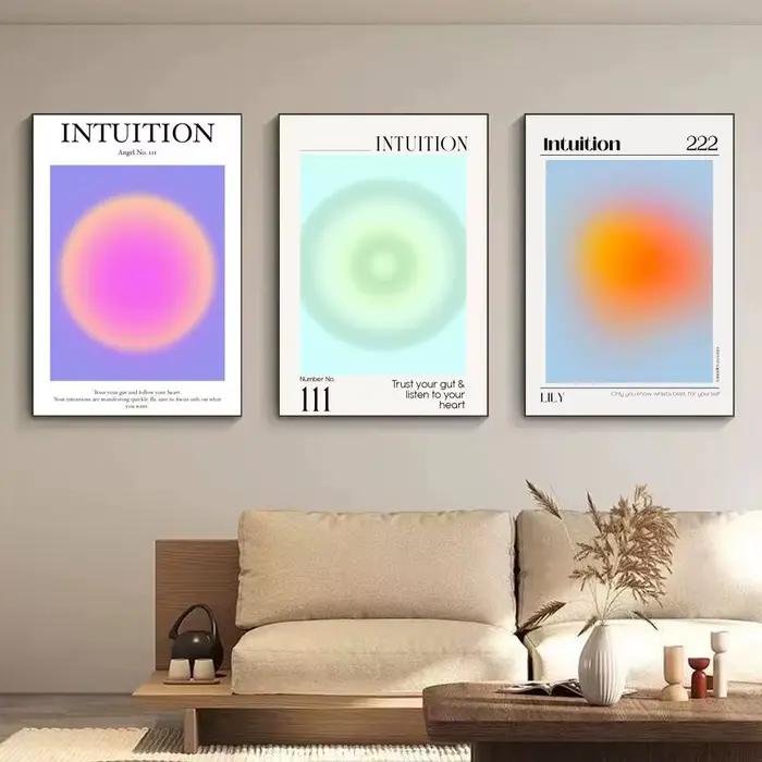 Affiche sur toile avec numéro d'ange 111, énergie de manifestation, Aura, peinture sur toile, décoration murale pour la maison, impression pour décoration de salon