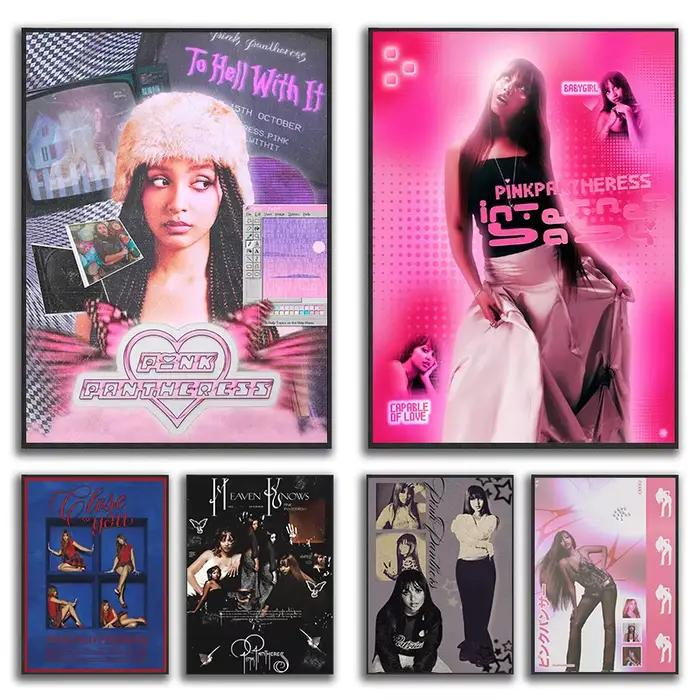 Pop chanteur rose p-panthèreesse Vintage millénaire musique esthétique affiche toile peinture mur Art photos maison dortoir décor