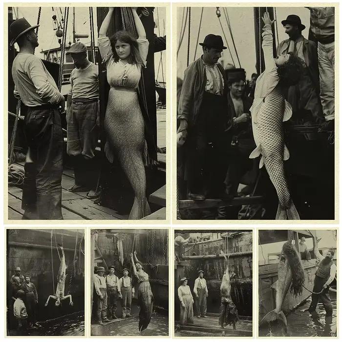 Affiche d'art de photographie de sirène d'horreur vintage