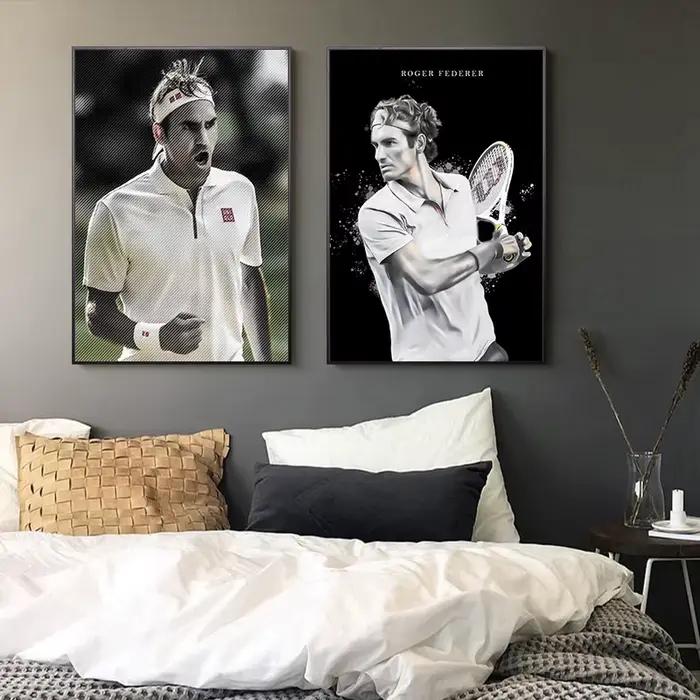 Moderne Monde Tennis Mur Art Rafael Nadal Roger Federer Huile Sur Toile Affiches Et Impressions Salon Chambre Décoration Cadeaux