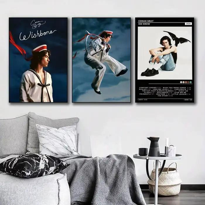 Affiche murale moderne sur toile avec calligraphie de la chanteuse pop C-Conan Gray