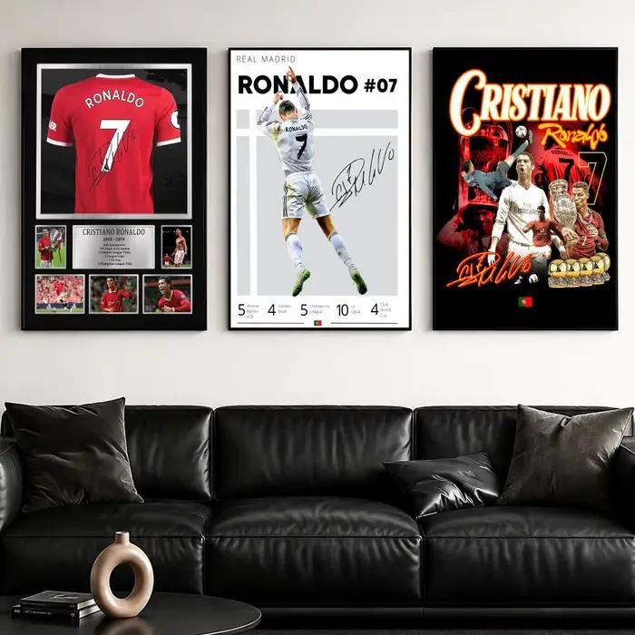 Peinture calligraphique de Cristiano Ronaldo sur toile, affiche murale, décoration d'intérieur haut de gamme pour salon et chambre à coucher