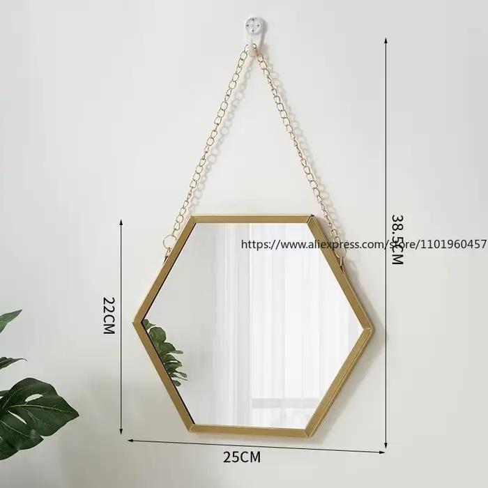 Miroir mural Hexagonal en fer nordique