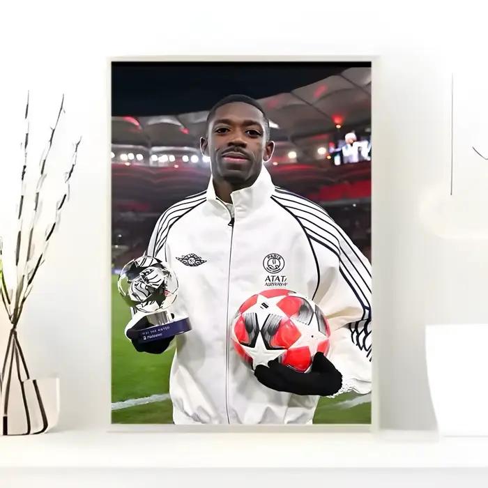 Affiche autocollante d'athlète O-Ousmane Dembele, autocollant en papier imperméable, décoration murale pour café, bar, chambre