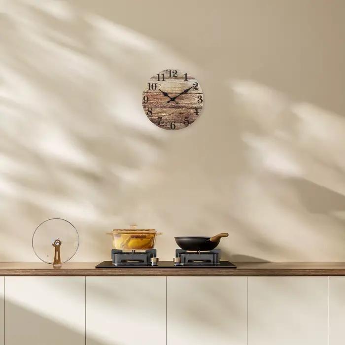 Rétro vieille planche de bois modèle horloge murale en bois salon chambre cuisine décoration de la maison horloge murale horloge à quartz silencieuse cadeau de vacances 10 pouces 12 pouces 14 pouces 1
