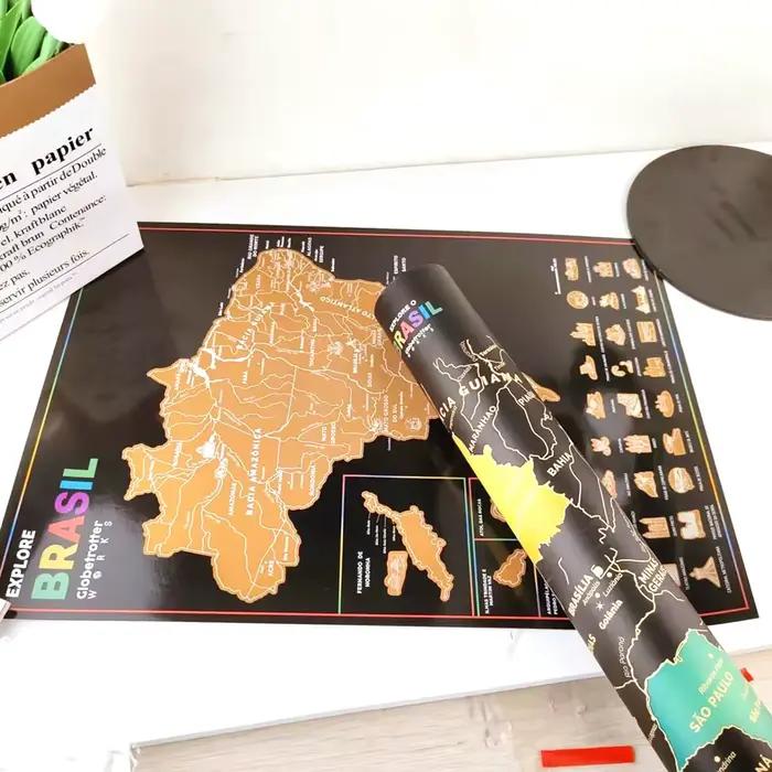 Explorez la carte à gratter du brésil pour cadeau de voyage