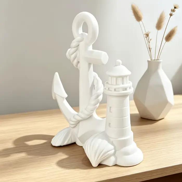 Statuette DIY Ancrage Nautique et Phare pour Décoration de Maison ou Bureau Thème Plage