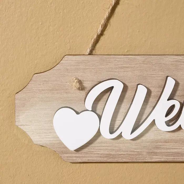 1 pièce, plaque de bienvenue en bois légère avec inscription anglaise 'Welcome'