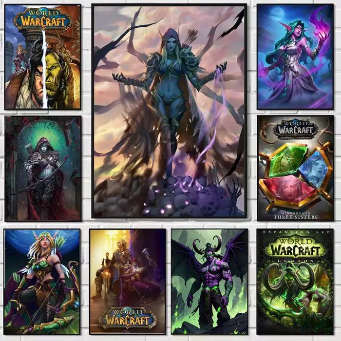 Affiche sur toile de calligraphie de peinture World of Warcraft: sans plis