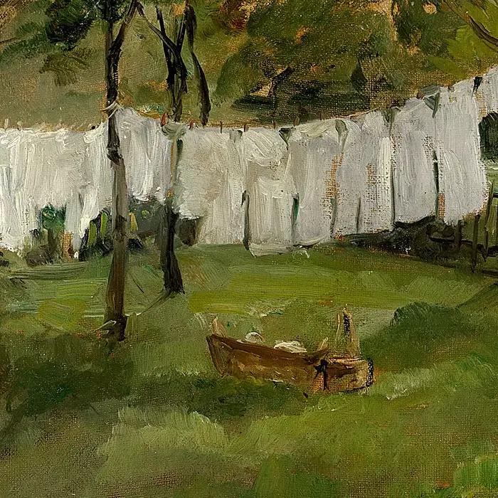 Peinture à l'huile de blanchisserie de ferme