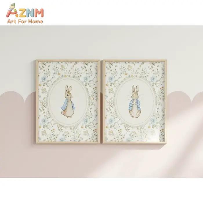 AZNM Impression sur toile vintage Peter Rabbit sans cadre