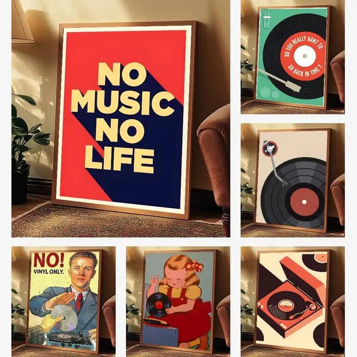 Affiche de disques vinyles rétro du milieu du siècle