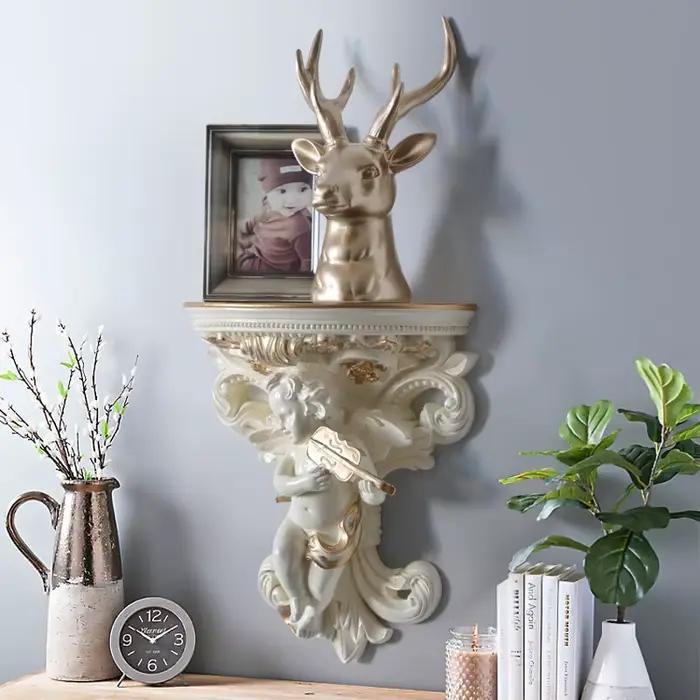 Étagères murales créatives en résine pour la décoration de la maison, support de rangement pour la maison, étagère vintage, bleu et blanc, décor à la maison