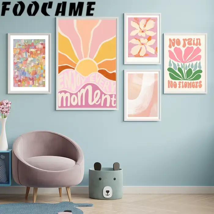 Affiches colorées fleur soleil abstrait mur Art toile peintures pour salon affiche nordique imprimer images décoratives modernes