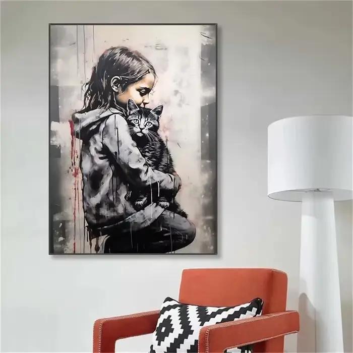 Banksy Graffiti garçon fille avec ballon sur toile affiches imprime Pop Street mur Art peinture pour salon décor à la maison Cuadros