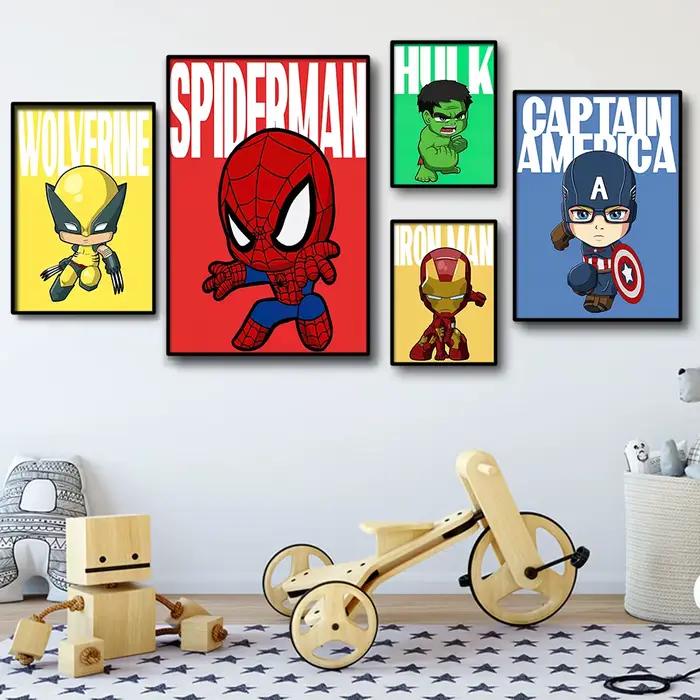 Poster Marvel Super Héros Classique Avengers Dessin Animé Figurine Film Peinture Murale sur Toile Impressions Décoration Chambre Enfant Cuadro