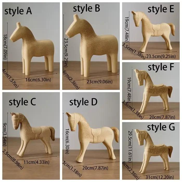 Statue de cheval en bois sculptée à la main