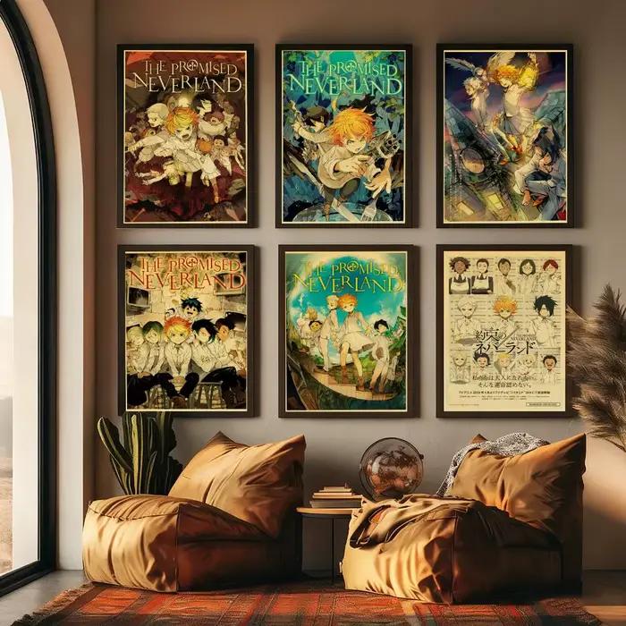 Anime P-Promised Neverlands peinture calligraphie toile de coton de haute qualité affiche Art mural pour salon décor de maison moderne