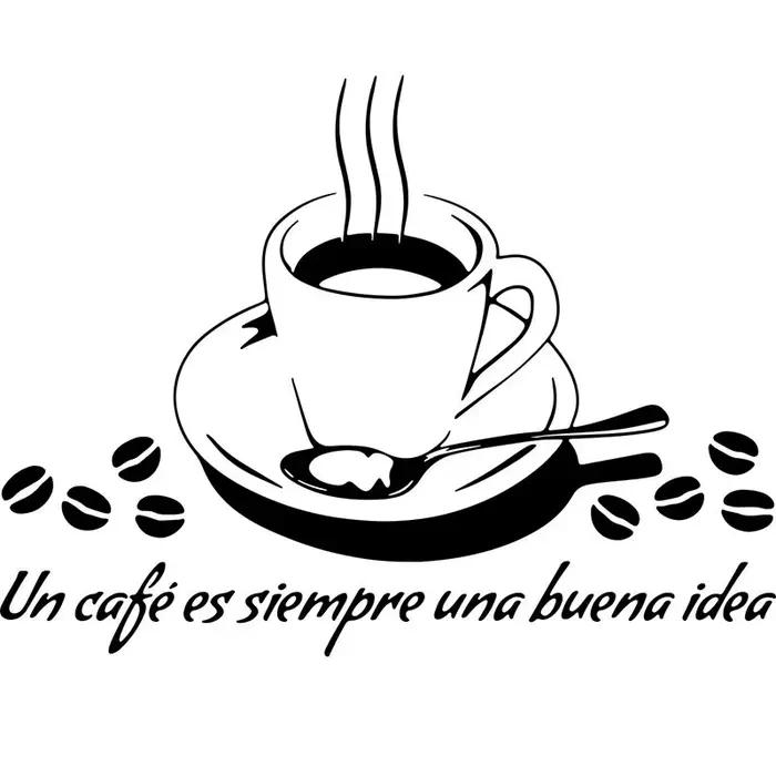 Autocollants muraux espagnols « Un café est toujours une bonne idée »