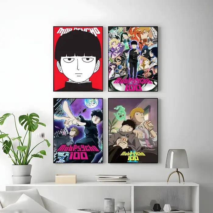 Anime populaire M-MobS P-PsychoS 100 Affiche HD Art mural auto-adhésif étanche – Utilisation multi-scènes