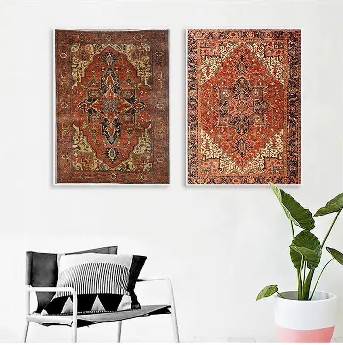 Affiches et impressions vintage à motif de tapis financièrement, art mural rétro, peinture sur toile, décoration d'intérieur antique, tapis persans