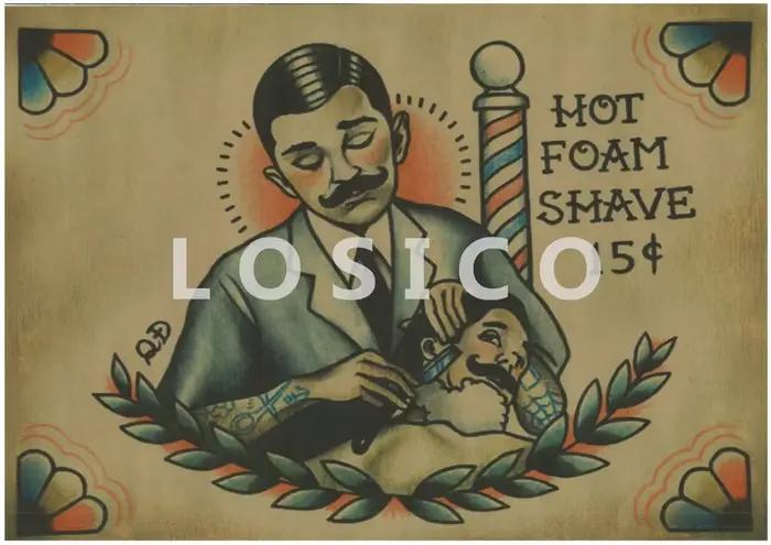 Autocollant mural vintage en papier kraft pour salon de coiffure