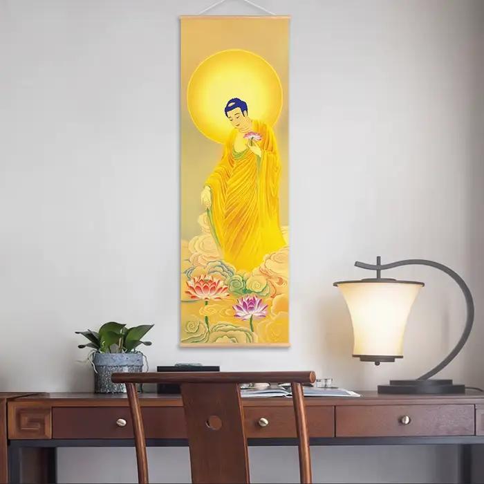 Peinture d'art mural sur toile avec cintre en bois
