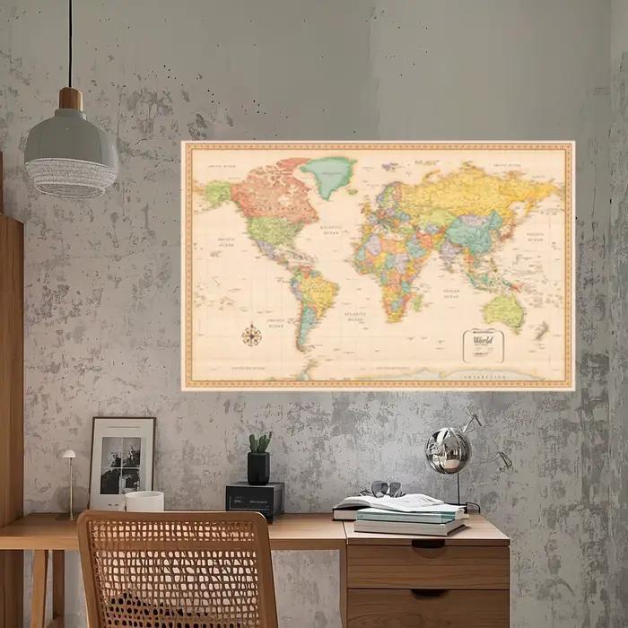 Affiche rétro de la carte du monde