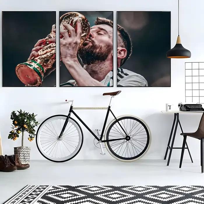 Affiche murale en toile de coton avec peinture cool et calligraphie Football M-Messi