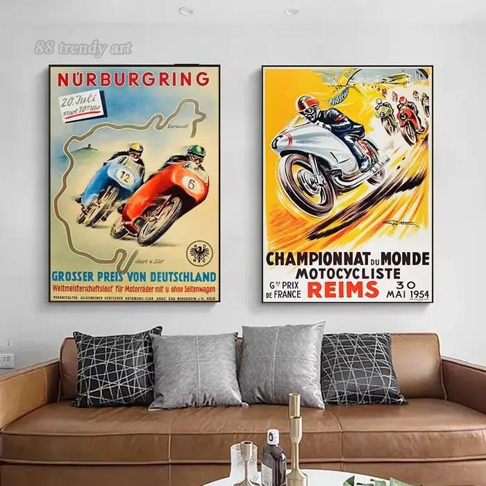 Affiches de championnat du monde de courses de motos Vintage 24 heures