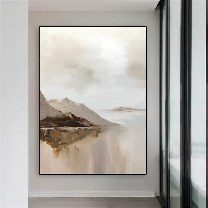 Grande affiche de peinture abstraite beige