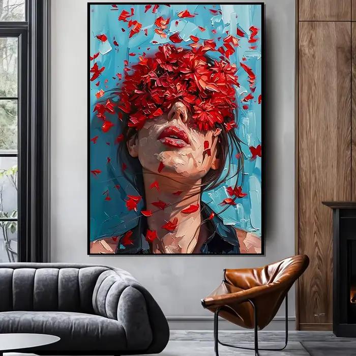 Affiche imprimée de Portrait de femme florale