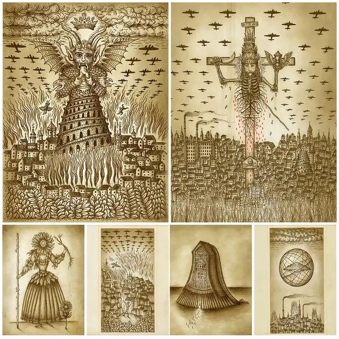 Apocalypse de la Science numérique Vintage mur Art toile peinture ancien diable croyance et moderne Science-Fiction Art affiche imprimer
