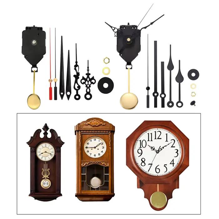 Mouvement d'horloge à pendule de remplacement, pièces de bricolage à arbre Long avec aiguilles et pendule