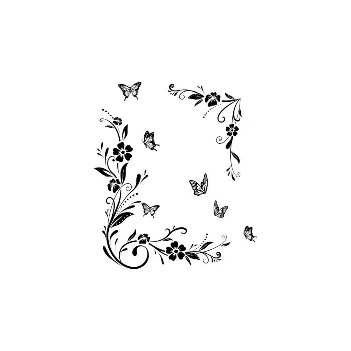 Autocollant mural papillon Floral noir auto-adhésif pour arrière-plan de chambre à coucher