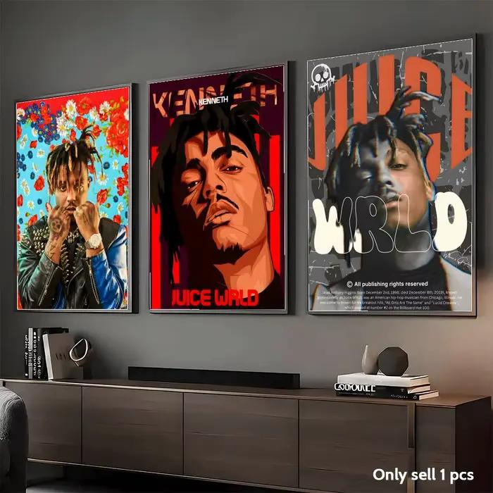 Affiche sur toile de calligraphie et peinture du rappeur J-Juice WRLD