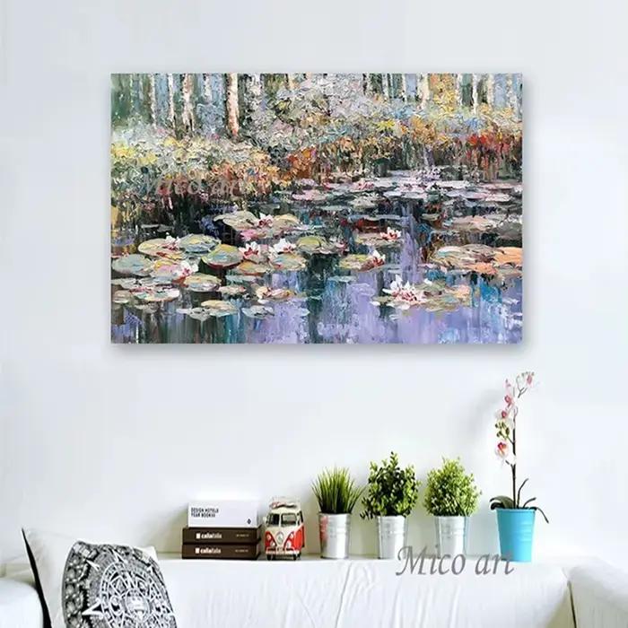 Peinture à l'huile moderne 100% peinte à la main de Monet Annie Flower, reproduction d'art mural sur toile, sans cadre