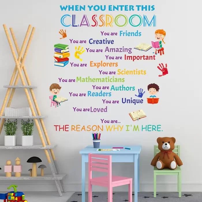 Stickers muraux inspirants avec lettres anglaises colorées