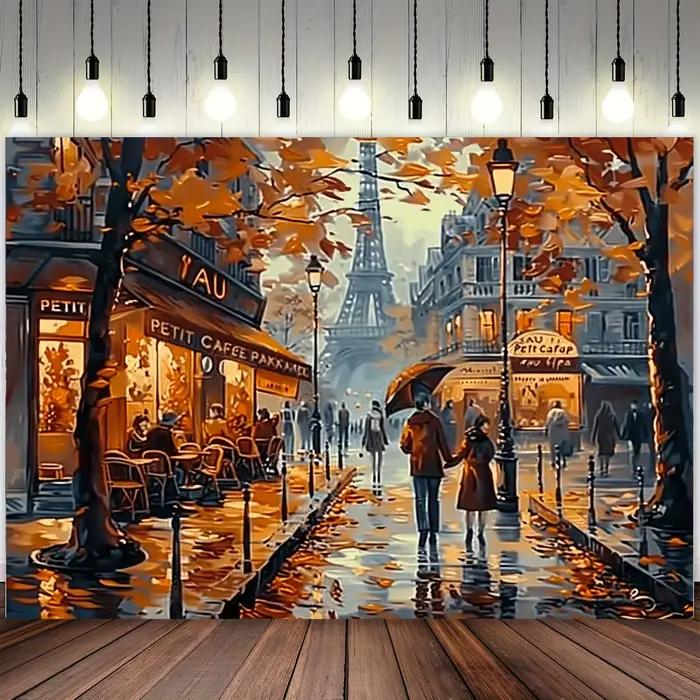 Art mural de la scène de rue d'automne de Paris