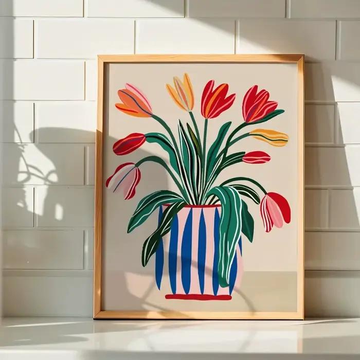 Art mural tulipe coloré