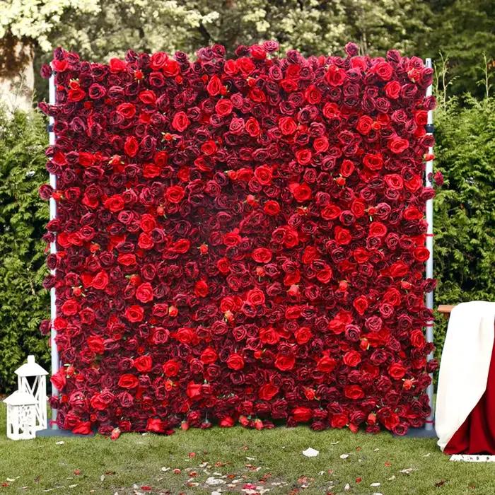 Décor d'arrière-plan mural de fleurs en tissu