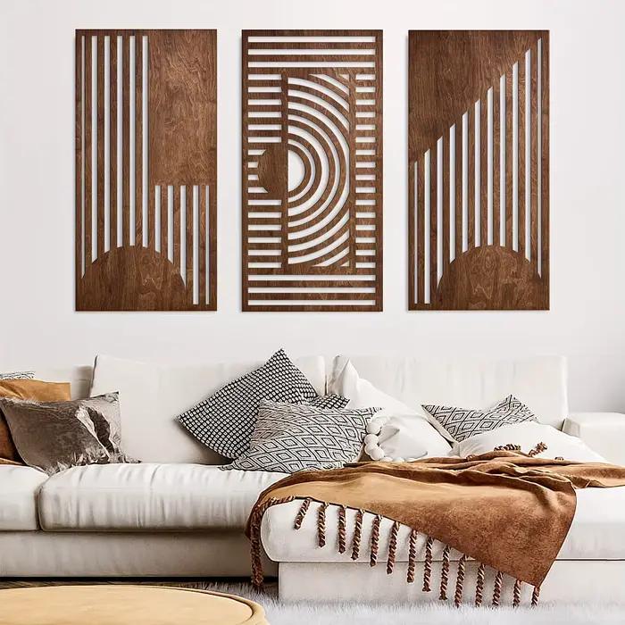 Lot de 3 décorations murales géométriques en bois