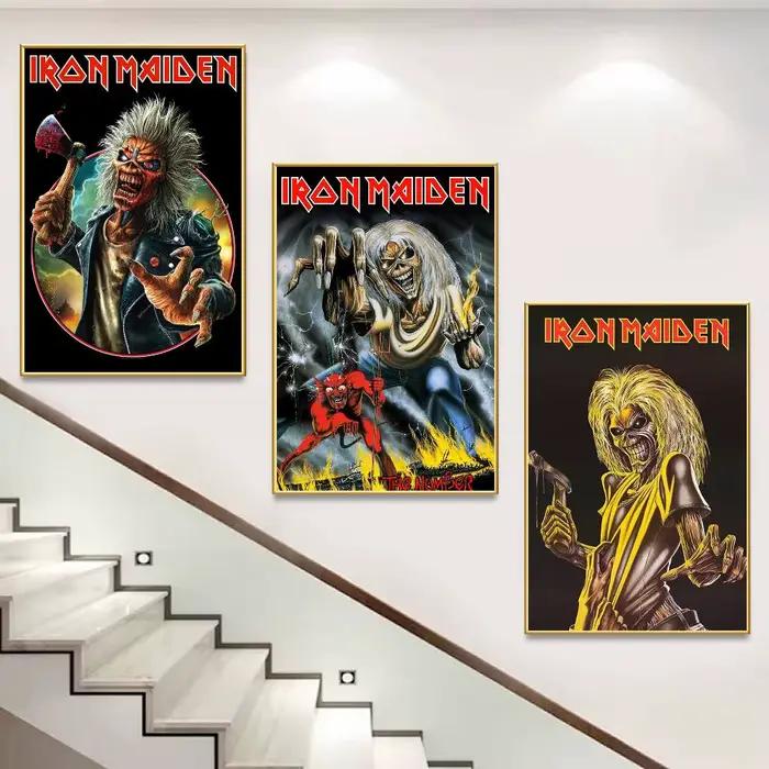 Affiche I-iron Maiden-s, affiches rétro de qualité HD, décoration murale pour la maison, autocollante