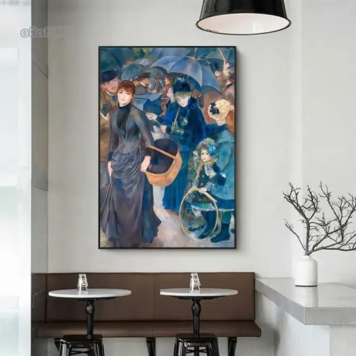 Auguste Renoir et Claude Monet Portrait œuvres d'art imprime affiches toile peintures danse à Le Moulin mur Art photo décor à la maison