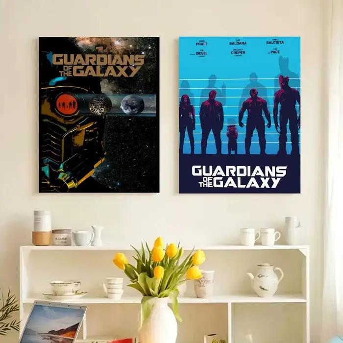 Affiche sur toile avec peinture et calligraphie des Gardiens de la Galaxie