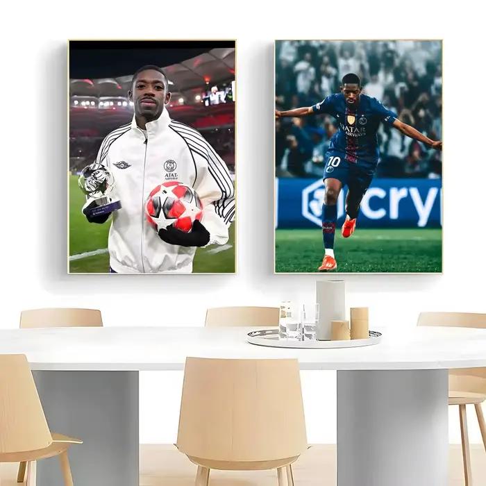 Affiche autocollante d'athlète O-Ousmane Dembele, autocollant en papier imperméable, décoration murale pour café, bar, chambre